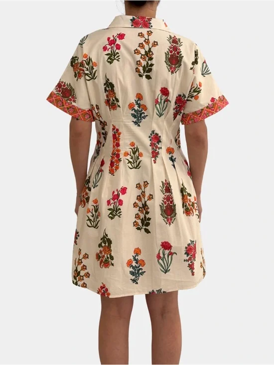 Entro Floral Button Up Dress, Medium - Picture 5 of 6
